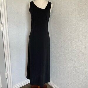 MICHAEL TAYLOR Black Maxi Dress Asymmetrical Neck Sleeveless Size 4